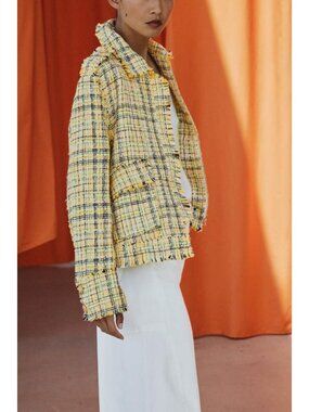 ZARA ZW COLLECTION TEXTURED PLAID JACKET